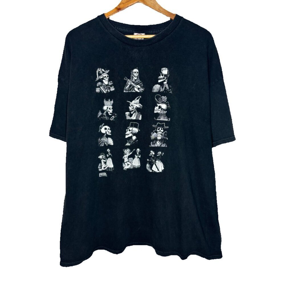 Vintage Jose Guadalupe Posada "Calaveras" Graphic T-Shirt Spooky Season (1570)